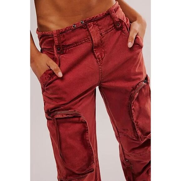 Free People Can't Compare Slouch Pants Cargo Zipper Pockets Jasper Medium M NEW - Picture 8 of 8